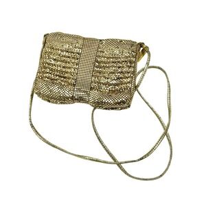 Whiting & Davis Gold Mesh Evening Bag Clutch Crossbody Chainmail Purse‎
